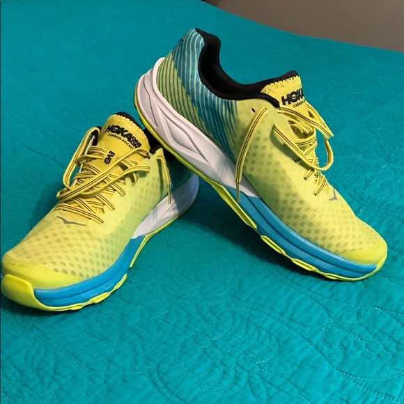 Hoka One One Vibrant Yellow and Blue Sneakers - Picture 1 of 6